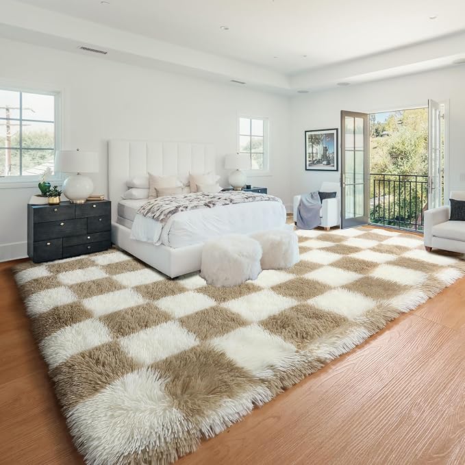 KICMOR 6x9 Rugs for Living Room Beige and Cream White, Large Big Fluffy Shag - Image 6