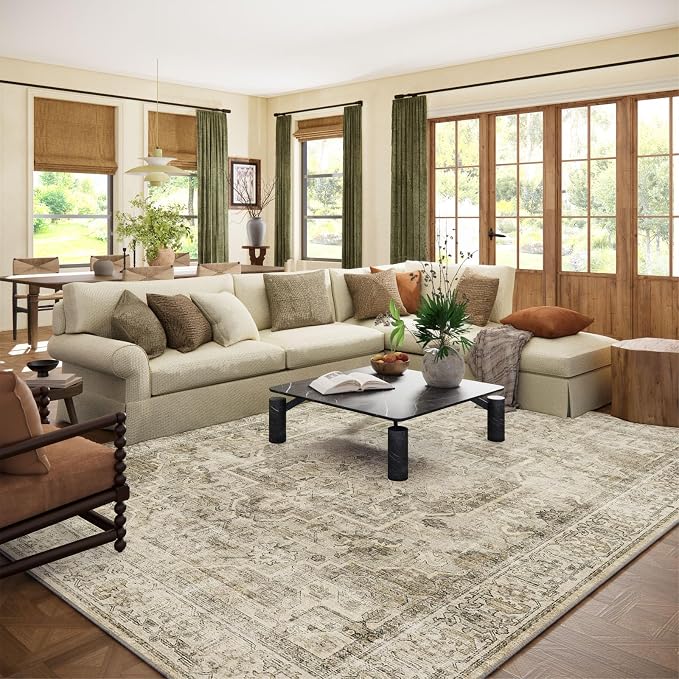 Washable Area Rugs for Living Room: 10x14 Bedroom Area Rugs Boho Vintage Rugs by palohom