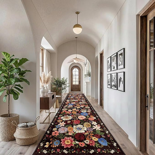2'6" x 14' Runner Rug for Hallways Espresso, Non Slip Washable Rugs by WelcometoBabovid