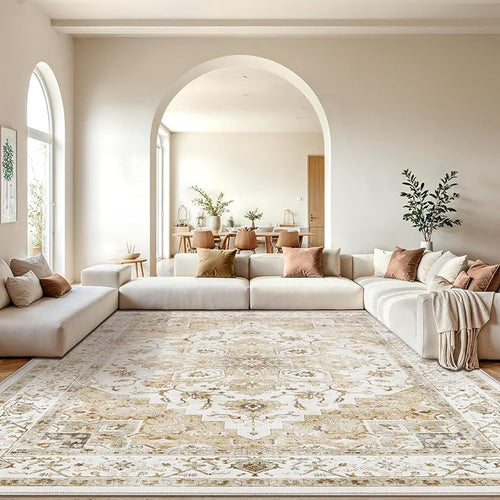 AMADA HOMEFURNISHING 10x14 Washable Area Rug, Low-Profile Large Area Rug by AMADAHOMEFURNISHING