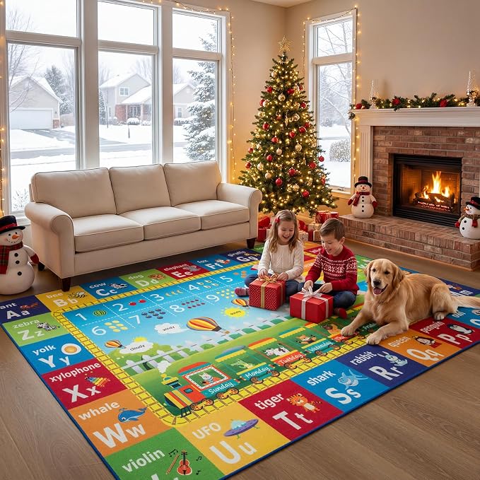 Unirea 6x9 Kids Rug for Playroom Classroom Bedroom, Washable Educational Play - Image 2