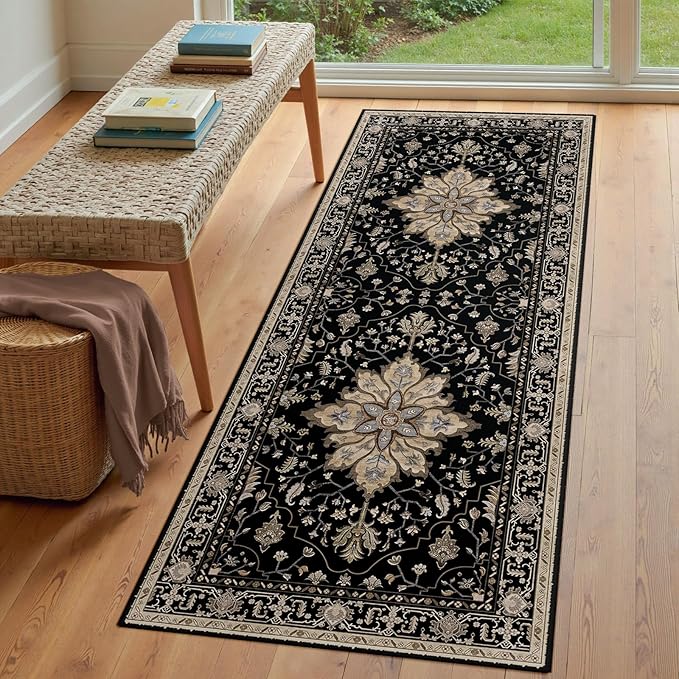 RELEANY Area Rugs Runner 3'x7' Washable Non-Slip, Floral Vintage Distress - Image 3