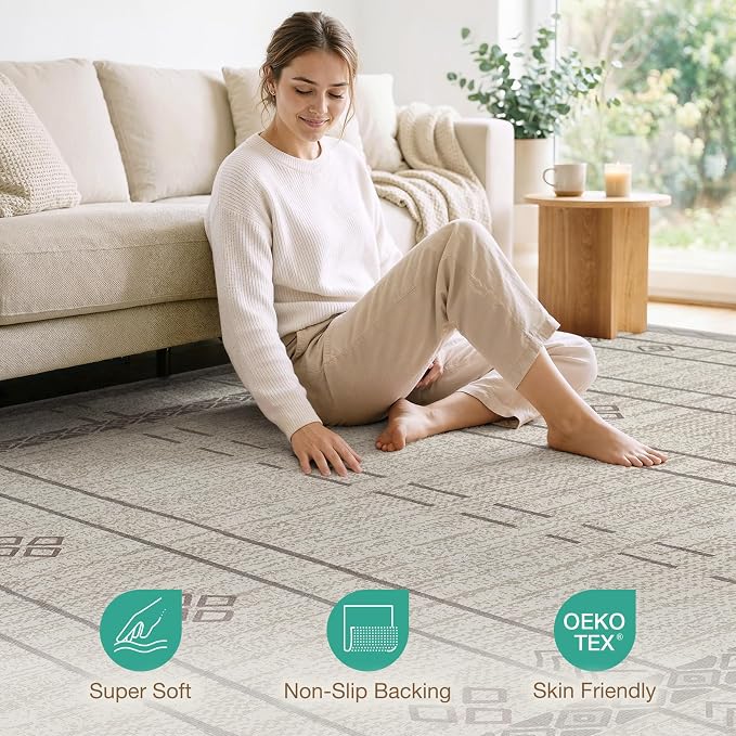 cotiled 5x7 Area Rugs Living Room Rug: Washable Boho Rugs - Image 2