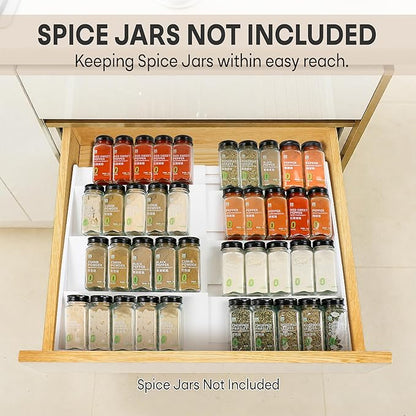 Bamboo Spice Drawer Organizer, Expandable 4 Tier Spice Rack - Image 3