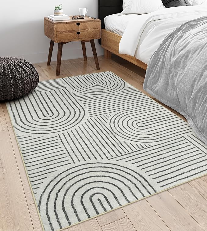 Lahome Abstract Bedroom Rug, Soft 4x6 Rug Ultra-Thin Washable Area Rugs - Image 4