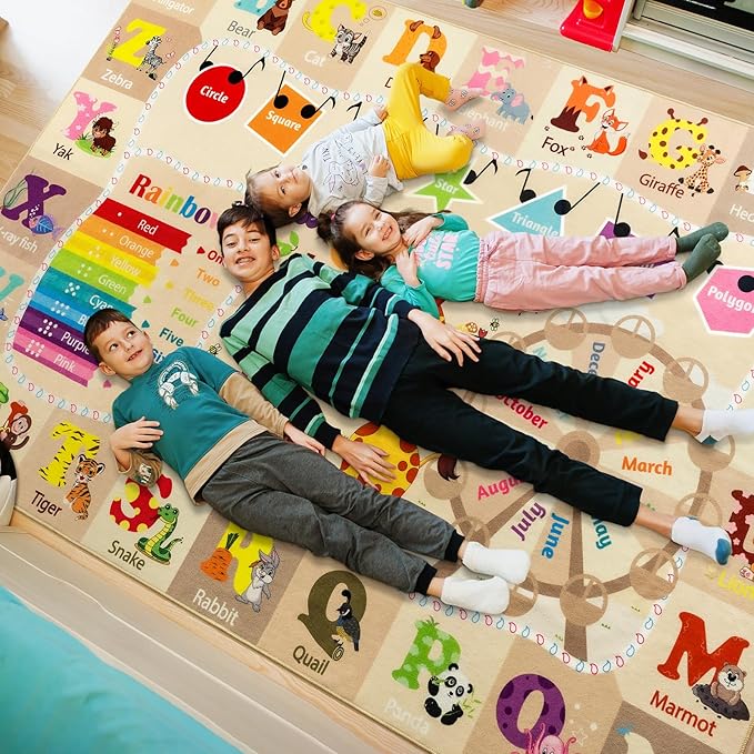 6x9 Playroom Rugs for Kids Washable, Educational and Fun Playmat - Image 4
