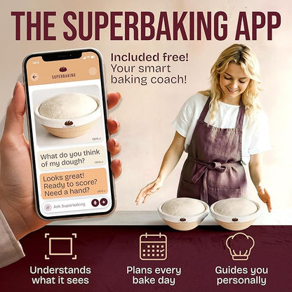 Superbaking 2 pcs Banneton Bread Proofing Basket, Sourdough Starter Kit - Image 5