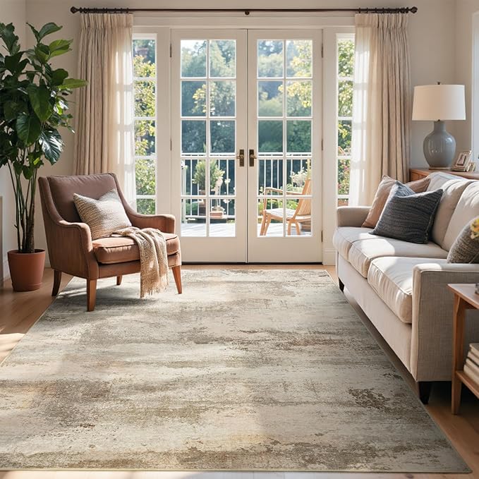 4x6 Ft Abstract Area Rugs for Living Room, Soft Non-Slip Modern Washable Rugs by Cuzwlovita