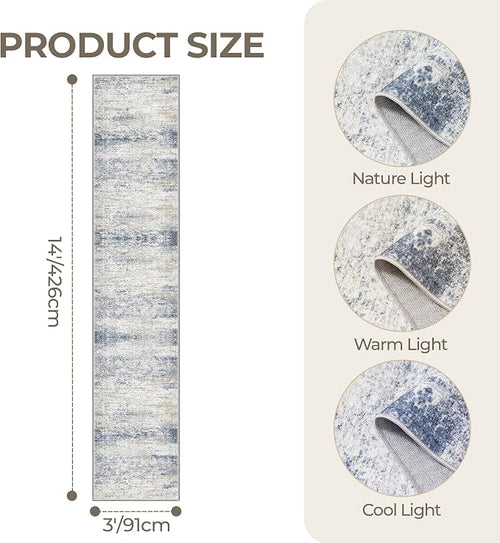 3x14 Washable Runner Rug for Hallway, Non-Slip Long Hallway Runner for Entryway - Image 2
