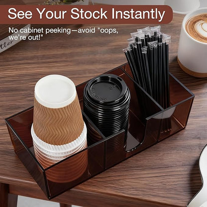 Acrylic Coffee Cup Holder for Countertop, 3 Slots Acrylic Coffee Bar - Image 4