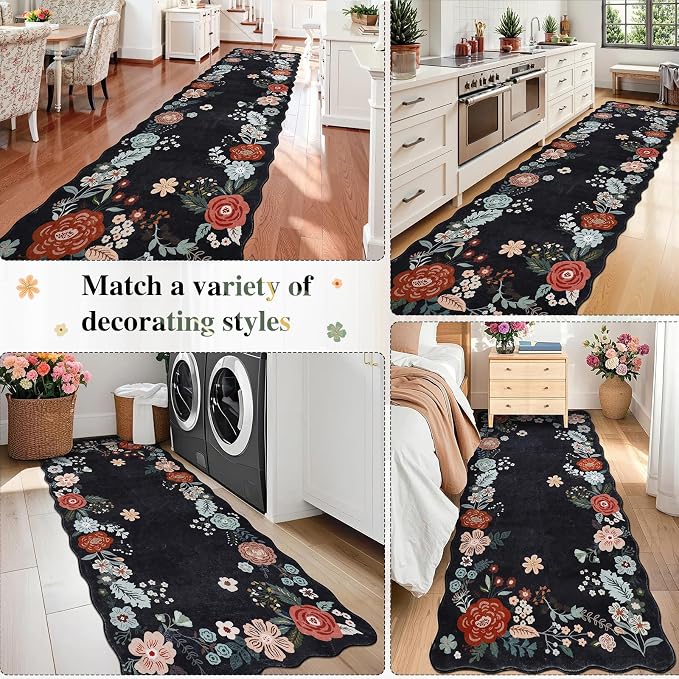 Kitchen Runner Rug, 3x6 Boho Floral Runners - Image 8