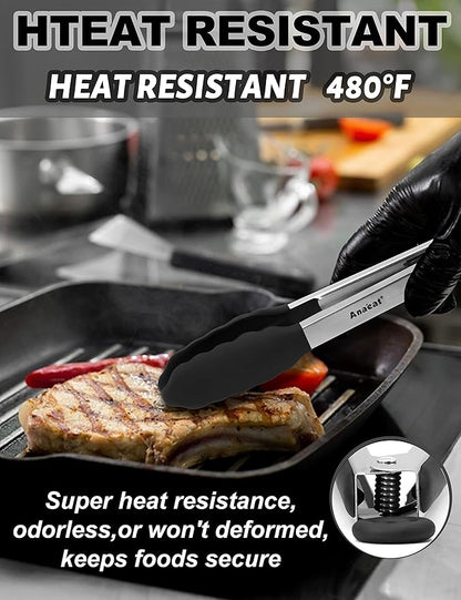 Anaeat 3 Pack 7" Mini Non-Stick Silicone Locking Tongs - Image 6
