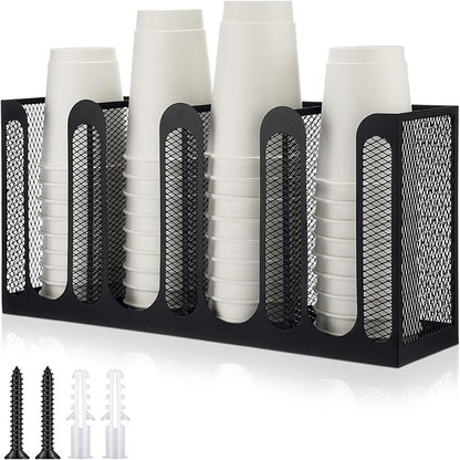 Maxcheck Metal Mesh Cup and Lid Holder Coffee Paper Cup Dispenser Lid Holder by Maxcheck