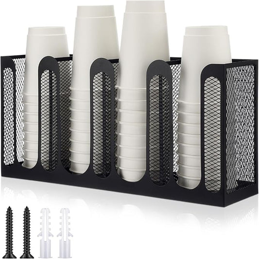 Maxcheck Metal Mesh Cup and Lid Holder Coffee Paper Cup Dispenser Lid Holder by Maxcheck