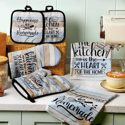 Sratte 6 Pcs Kitchen Decor Accessories Set Farmhouse Towels Pot Holders Oven - Image 2