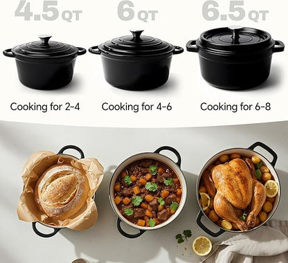 6.5 Quart Dutch Oven Pot with Lid, Non Stick Enameled Cast Iron Dutch Oven - Image 3