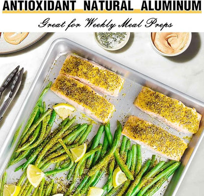Commercial Quality Baking Sheet Pan Set, Natural Aluminum Cookie Sheet - Image 6