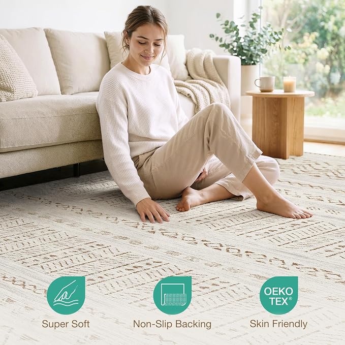 cotiled 12x15 Area Rugs Living Room Rug: Washable Boho Rugs - Image 4