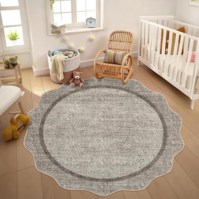 GarveeHome Scalloped Round Area Rugs, Washable Small Round Rug 3 ft Non-Slip - Image 3