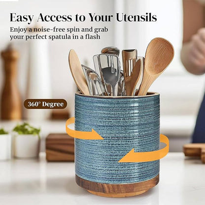 DOWAN 360° Rotating Extra Large Cooking Utensil Holder, 7.6" Kitchen Utensil - Image 3