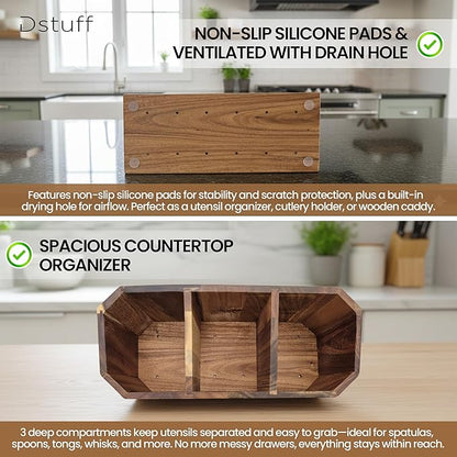 Large Kitchen Utensil Holder for Countertop – Acacia Wood Utensil Organizer - Image 4