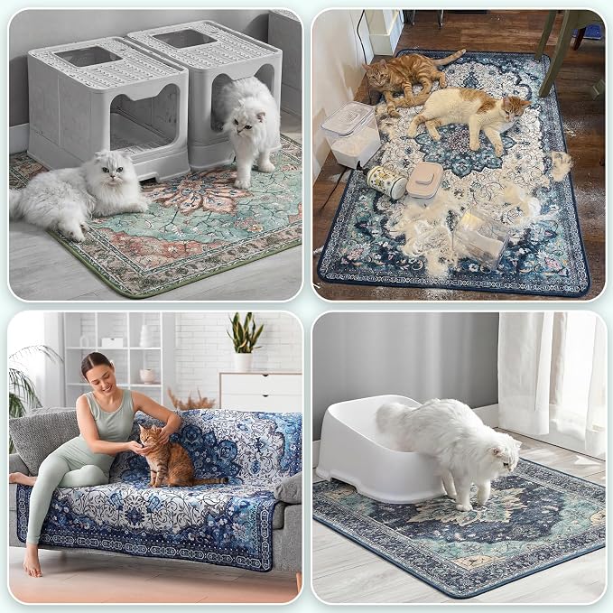Hompet Cat Litter Mat 2 Pack, 36x36 Large Machine Washable Trapping Mats - Image 4