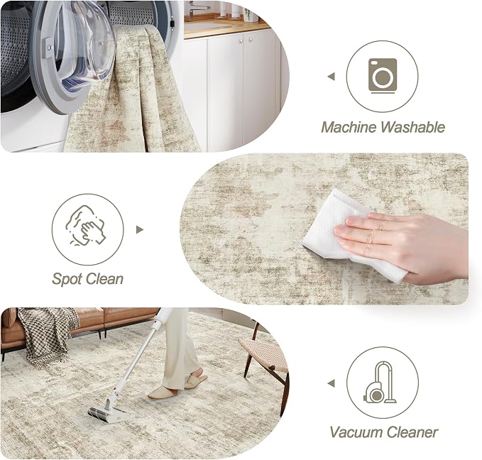 Soalmost Abstract Rug 8x10 Large Living Room Rugs Neutral Modern Washable Area - Image 6