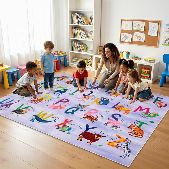 4x6 ABC Classroom Rug for Kids Playroom, Alphabet Rug - Image 3