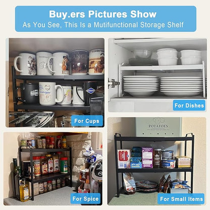 25.5 Inches 3 Pack Expandable Cabinet Shelves, Stackable Shelf Organizer - Image 8