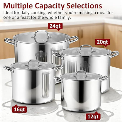 Herogo 24-Quart 18/10 Stainless Steel Stock Pot - Image 7