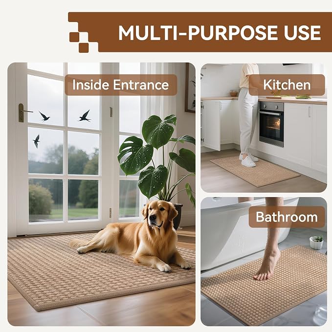 Front Door Mat, Absorbent Dirt Resist Washable Non Slip Low-Profile Indoor Mats - Image 9