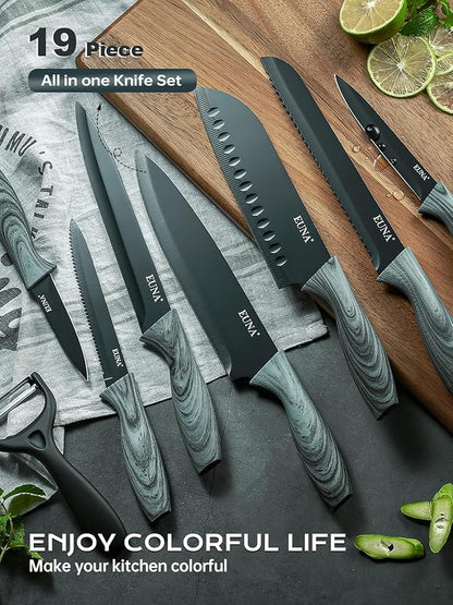 EUNA Knife Block Set, German High-Carbon Stainless Steel Knife Sets - Image 5