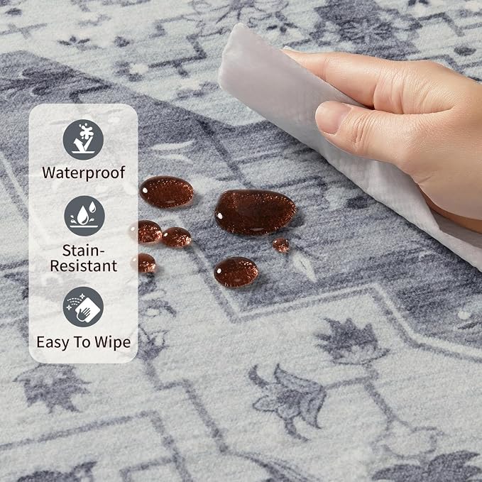 Rugxara 8x10 Washable Area Rug for Living Room, Extra Large Vintage Boho Rugs - Image 9