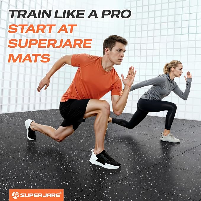 SUPERJARE 0.56'' Thick 48 Pcs 192 Sq Ft Rubber Top Exercise Equipment Mats - Image 3