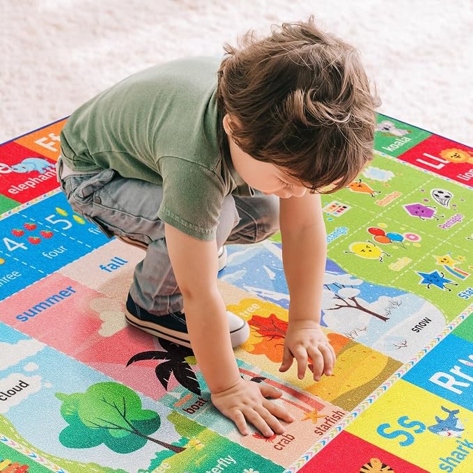 Macgace ABC Kids Rug for Playroom, 7x10 Washable Classroom Area Rugs, Toddler - Image 5