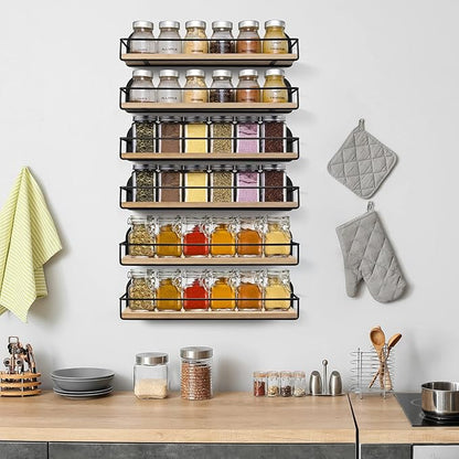 TJ.MOREE 2 Pack Spice Rack Wall Mount Rustic Style Hanging Spice Organizer - Image 7