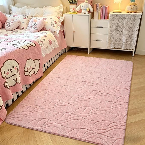 3x5 Pink Washable Area Rug for Girls Bedroom, Leaf Geometric Patter Shag by VisittheFlagover