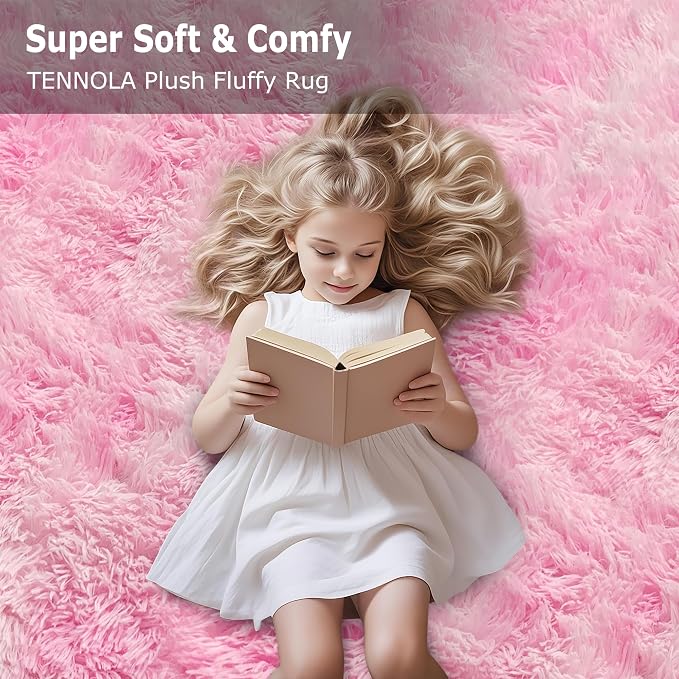 2x8 Pink Fuzzy Rug Runner for Bedroom Girls - Image 8