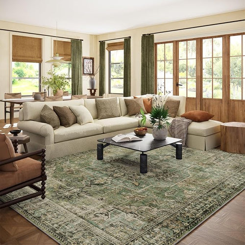 9x12 Area Rugs for Living Room: Washable Bedroom Rug Boho Vintage Rugs Stain by palohom