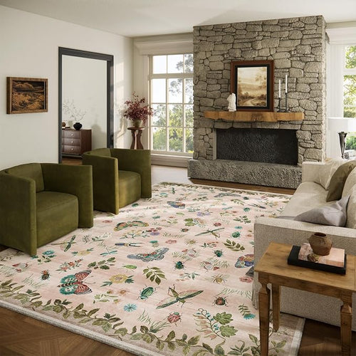 10x12 Area Rugs for Living Room: Washable Rug Non Slip Stain Resistant Low Pile by palohom