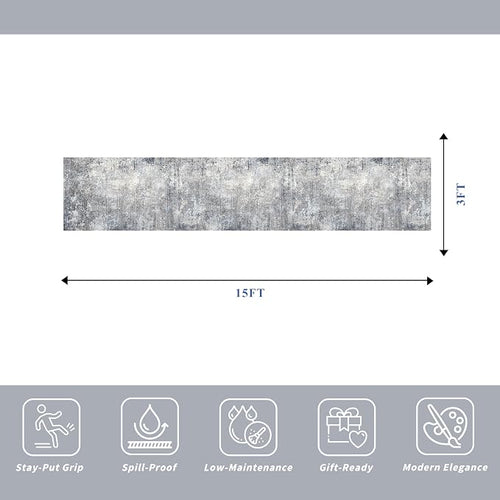 3x15 Ft Long Hallway Runner Rug Non-Slip Washable Wide Kitchen Runner | Modern - Image 2