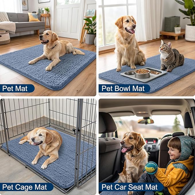 Smiry Dog Door Mat for Muddy Paws 59x35, Absorbent Dirt Trapper, Non-Slip - Image 6
