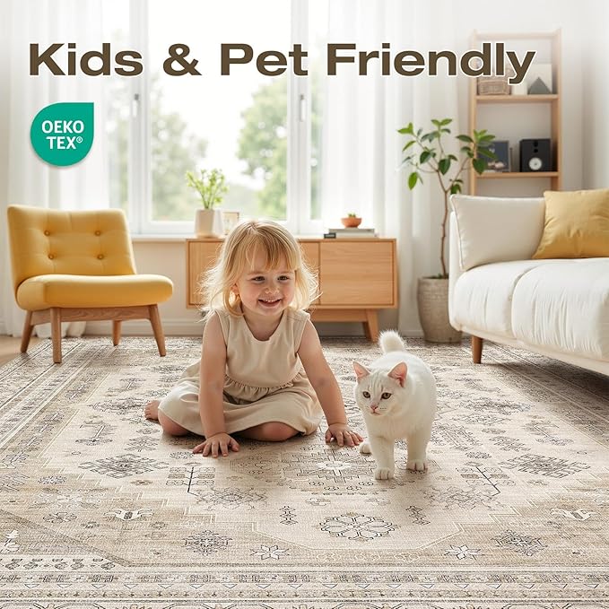 5x7 Washable Area Rug, Large Rugs - Image 4