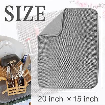 2 Pack Microfiber Dish Drying Mat, Absorbent Dish Drainer Kitchen Counter - Image 2