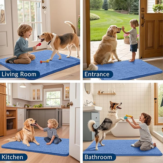 Smiry Dog Door Mat for Muddy Paws 36x24, Absorbent Dirt Trapper, Non-Slip - Image 7