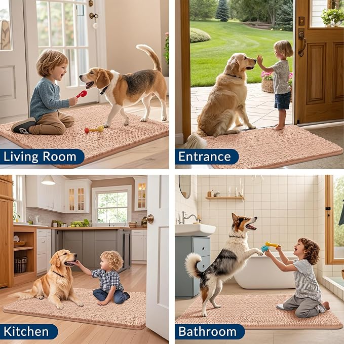 Smiry Dog Door Mat for Muddy Paws 59x24, Absorbent Dirt Trapper, Non-Slip - Image 7
