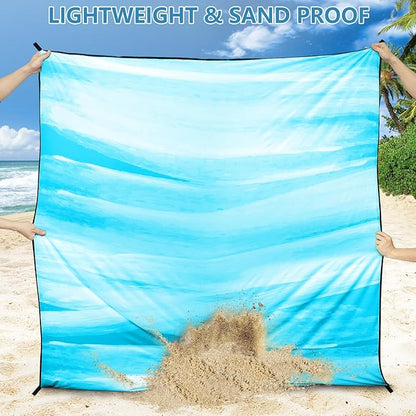 WIWIGO Beach Blanket Waterproof Sandproof Beach Mat 79" X 83"/10'x9'for 2-8 - Image 5