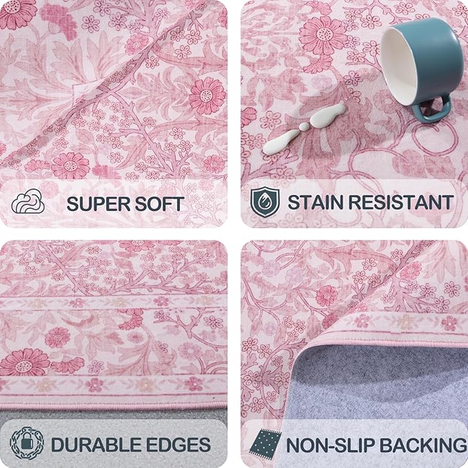 4x6 Area Rug for Bedroom Beside Rug, Laundry Room, Washable Non-Slip Low Pile - Image 6