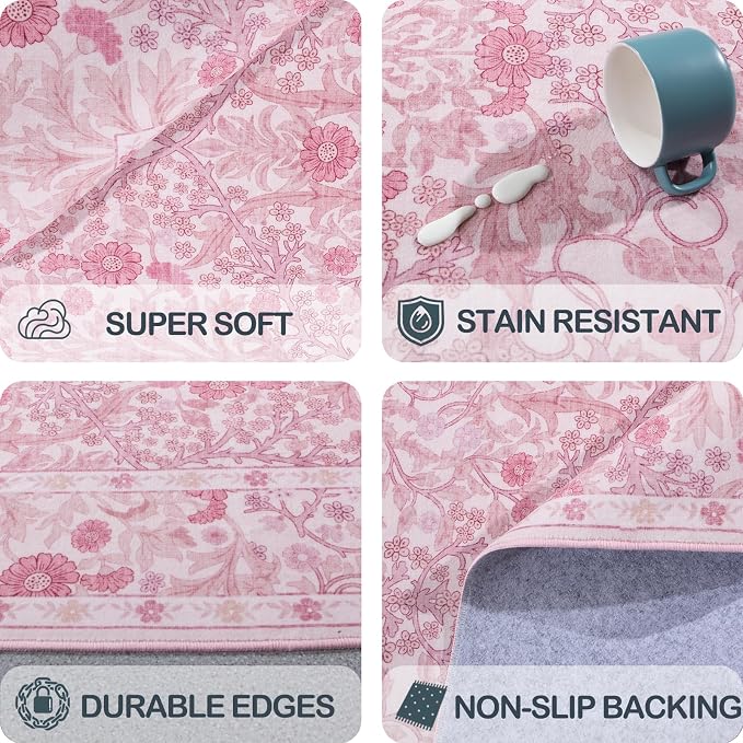 Washable 2x3 Entry Rug, Front Door Rugs Indoor, Vintage Floral Area Rugs - Image 4