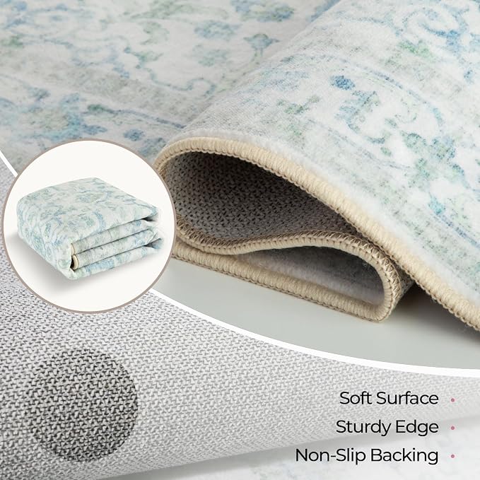 CAPALOCA Machine Washable Rugs Nursery Rug Sq8ft Cute Girl Non Slip Low Pile - Image 4